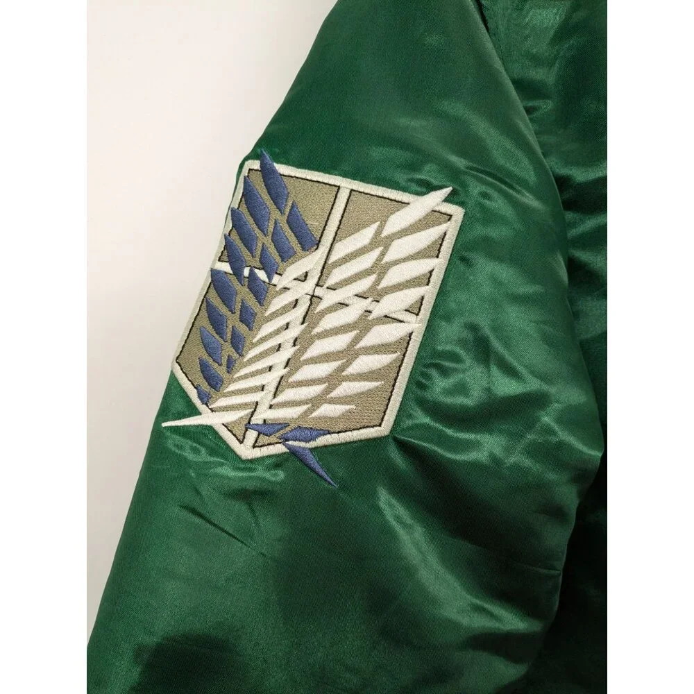 Attack on Titan Varsity Bomber Jacket Unisex Size S Scout Regiment Snap On Anime